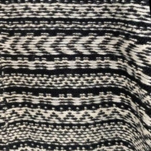 AVALIN Boho Chic Fringe Open Knit Cardigan Sweater Jacket | Black Cream Aztec Ta - Picture 4 of 7